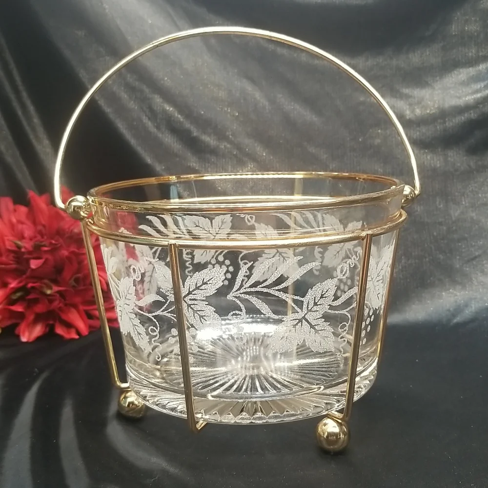 Bartlett Collins Golden Grape Ice Bucket with Gold Cage Holder